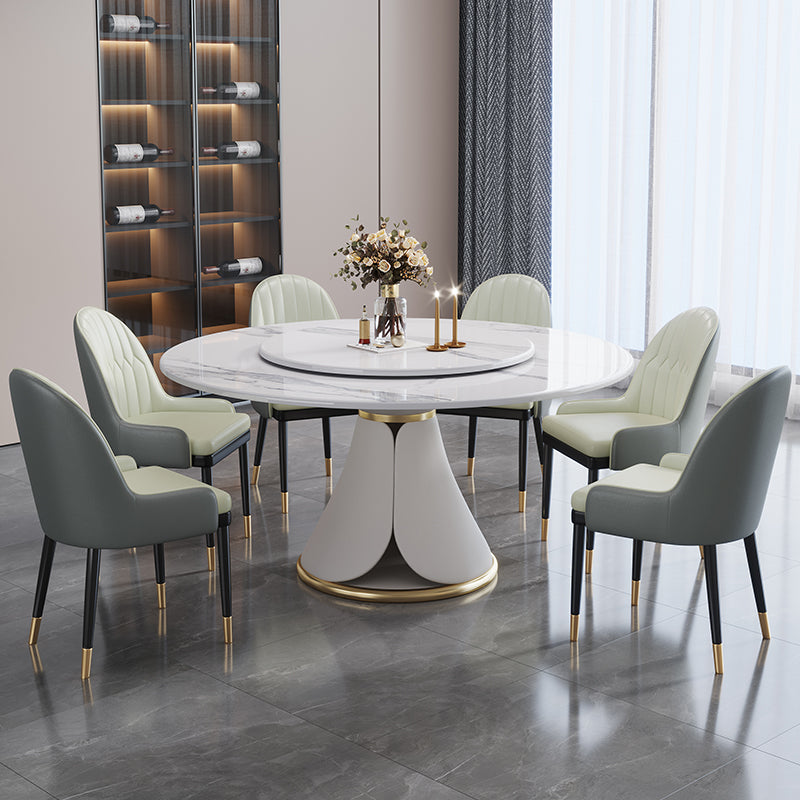 Traditional Luxury Dining Table White Round Sintered Stone Table with Pedestal Base Clearhalo ' dining_table' 'Dining Tables & Seating' 'Dining Tables' 'furn' 'furn_dining_table' 'Furniture' 'furniture_dining_table' 'Kitchen & Dining Furniture' 'kitchen&dining_furn' 'kitchen' 'kitchen_dining_table' 4033278