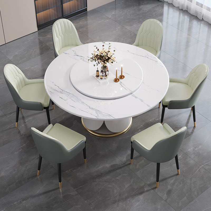 Traditional Luxury Dining Table White Round Sintered Stone Table with Pedestal Base Clearhalo ' dining_table' 'Dining Tables & Seating' 'Dining Tables' 'furn' 'furn_dining_table' 'Furniture' 'furniture_dining_table' 'Kitchen & Dining Furniture' 'kitchen&dining_furn' 'kitchen' 'kitchen_dining_table' 4033279