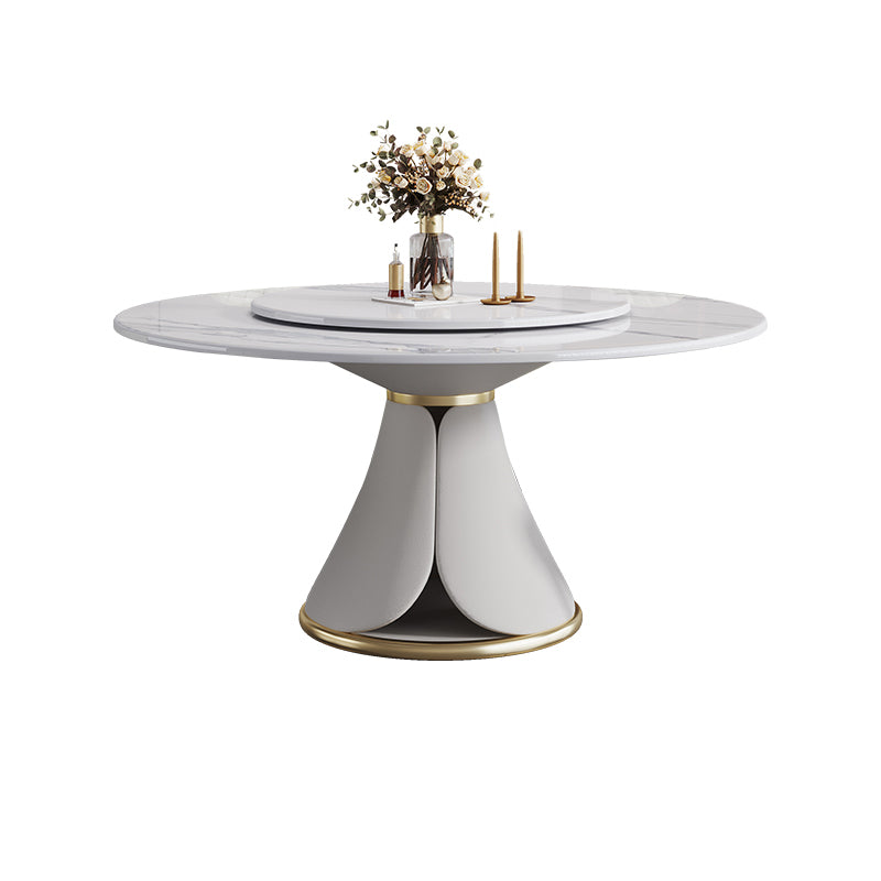 Traditional Luxury Dining Table White Round Sintered Stone Table with Pedestal Base Without Chairs Clearhalo ' dining_table' 'Dining Tables & Seating' 'Dining Tables' 'furn' 'furn_dining_table' 'Furniture' 'furniture_dining_table' 'Kitchen & Dining Furniture' 'kitchen&dining_furn' 'kitchen' 'kitchen_dining_table' 4033280