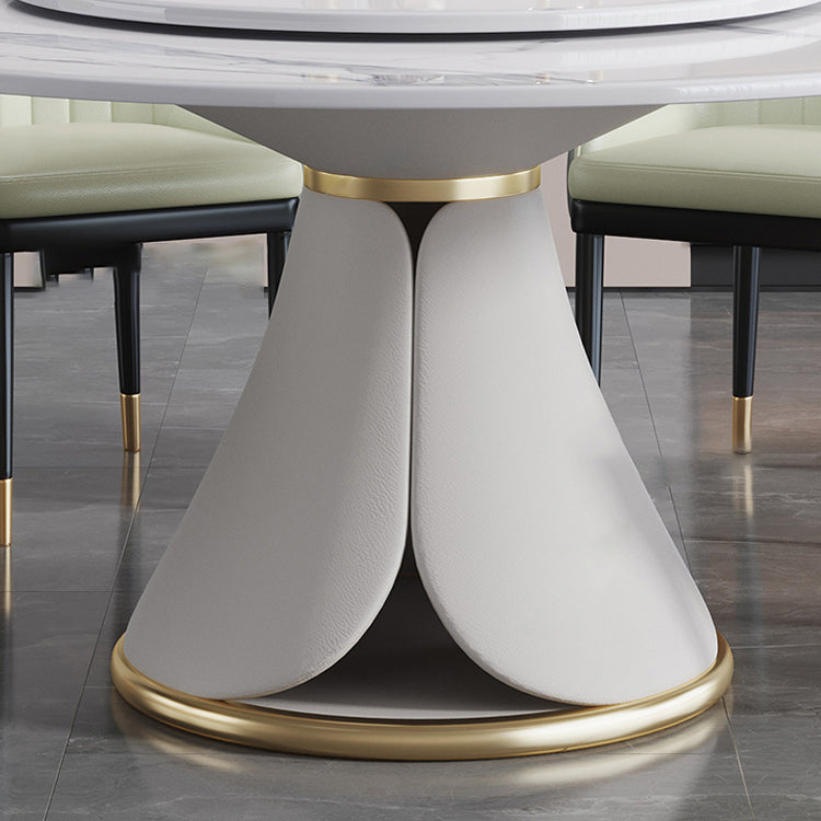 Traditional Luxury Dining Table White Round Sintered Stone Table with Pedestal Base Clearhalo ' dining_table' 'Dining Tables & Seating' 'Dining Tables' 'furn' 'furn_dining_table' 'Furniture' 'furniture_dining_table' 'Kitchen & Dining Furniture' 'kitchen&dining_furn' 'kitchen' 'kitchen_dining_table' 4033281