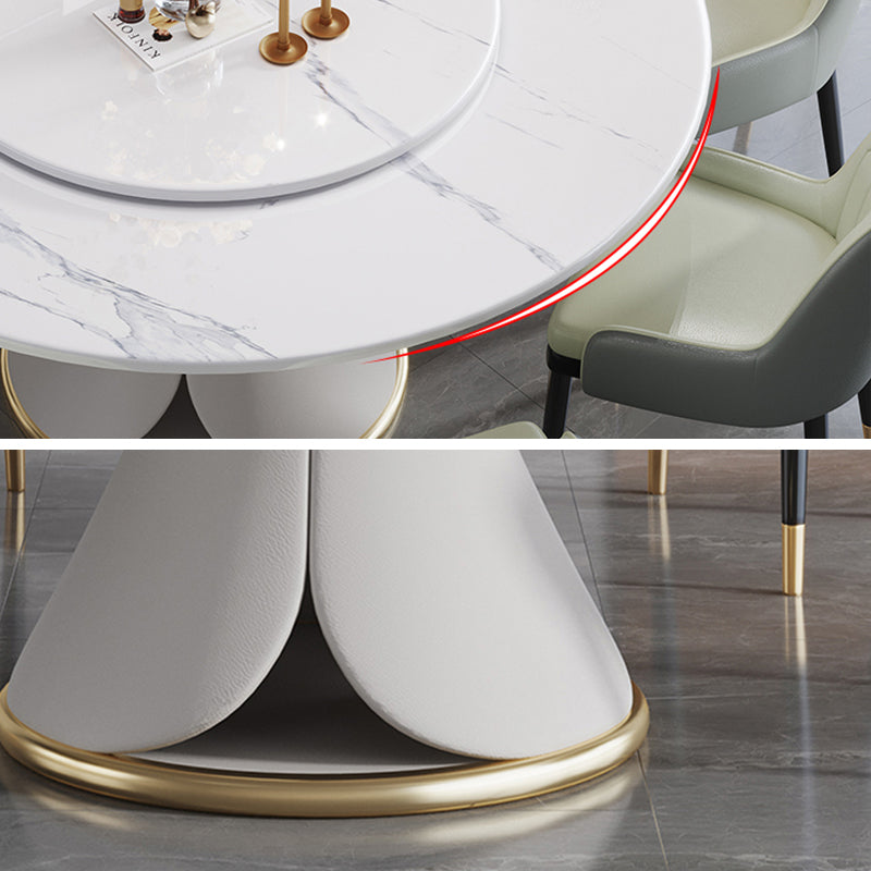 Traditional Luxury Dining Table White Round Sintered Stone Table with Pedestal Base Clearhalo ' dining_table' 'Dining Tables & Seating' 'Dining Tables' 'furn' 'furn_dining_table' 'Furniture' 'furniture_dining_table' 'Kitchen & Dining Furniture' 'kitchen&dining_furn' 'kitchen' 'kitchen_dining_table' 4033283