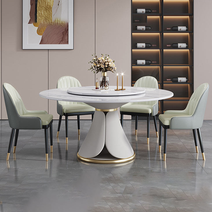Traditional Luxury Dining Table White Round Sintered Stone Table with Pedestal Base Clearhalo ' dining_table' 'Dining Tables & Seating' 'Dining Tables' 'furn' 'furn_dining_table' 'Furniture' 'furniture_dining_table' 'Kitchen & Dining Furniture' 'kitchen&dining_furn' 'kitchen' 'kitchen_dining_table' 4033285