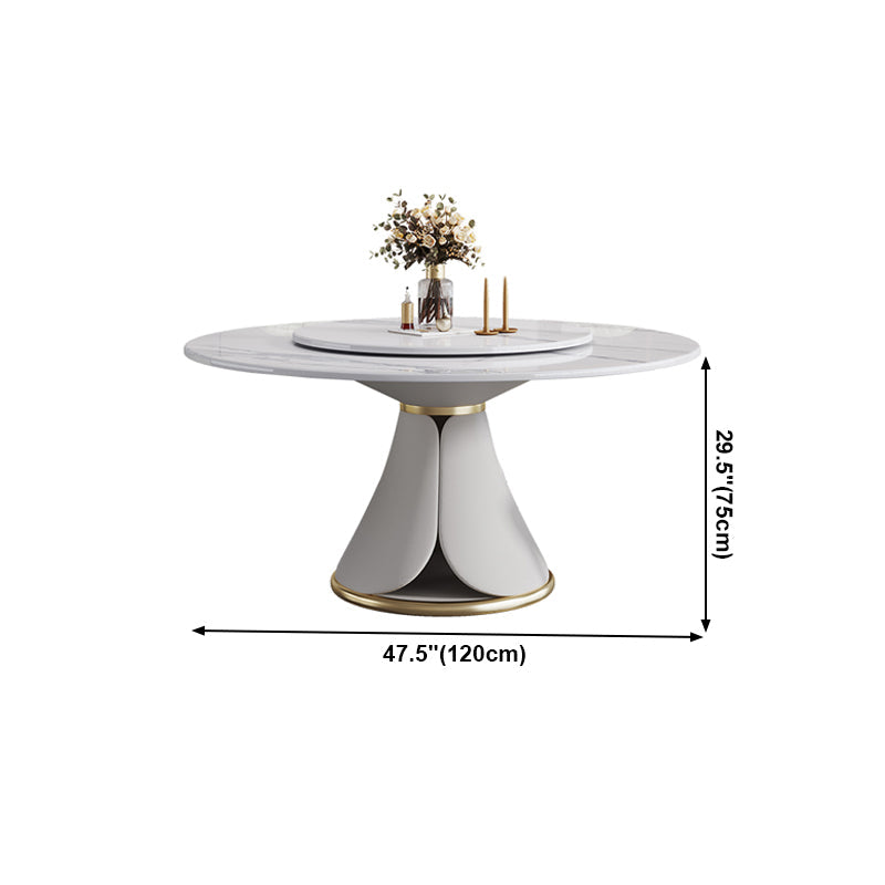 Traditional Luxury Dining Table White Round Sintered Stone Table with Pedestal Base Clearhalo ' dining_table' 'Dining Tables & Seating' 'Dining Tables' 'furn' 'furn_dining_table' 'Furniture' 'furniture_dining_table' 'Kitchen & Dining Furniture' 'kitchen&dining_furn' 'kitchen' 'kitchen_dining_table' 4033286