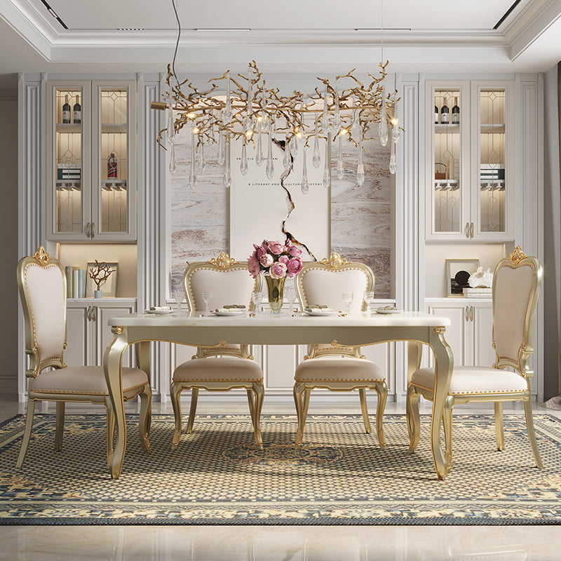 Traditional Luxury Style Dining Table 4 Legs Base Rectangle Table for Home Clearhalo ' dining_table' 'Dining Tables & Seating' 'Dining Tables' 'furn' 'furn_dining_table' 'Furniture' 'furniture_dining_table' 'Kitchen & Dining Furniture' 'kitchen&dining_furn' 'kitchen' 'kitchen_dining_table' 4033290