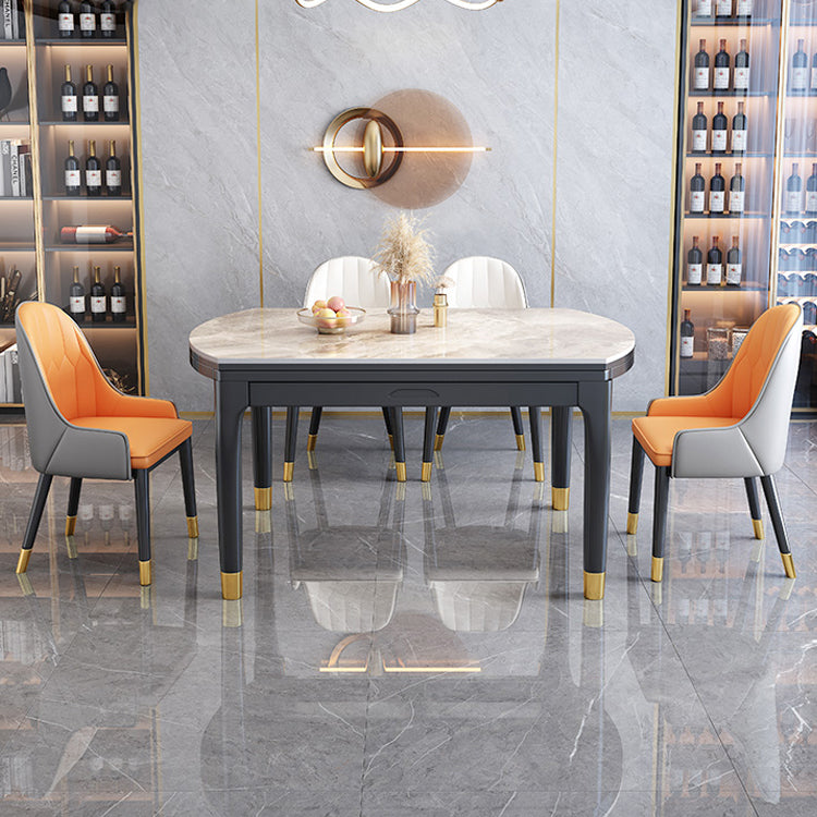 Traditional Luxury Style Dining Table Round Sintered Stone Table with 4 Legs Clearhalo ' dining_table' 'Dining Tables & Seating' 'Dining Tables' 'furn' 'furn_dining_table' 'Furniture' 'furniture_dining_table' 'Kitchen & Dining Furniture' 'kitchen&dining_furn' 'kitchen' 'kitchen_dining_table' 4033298