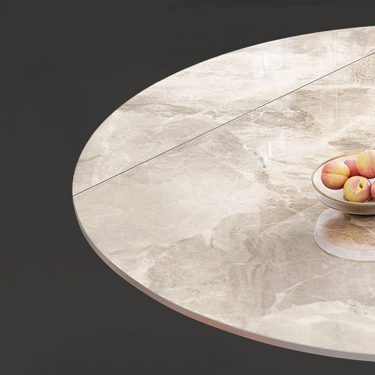 Traditional Luxury Style Dining Table Round Sintered Stone Table with 4 Legs Clearhalo ' dining_table' 'Dining Tables & Seating' 'Dining Tables' 'furn' 'furn_dining_table' 'Furniture' 'furniture_dining_table' 'Kitchen & Dining Furniture' 'kitchen&dining_furn' 'kitchen' 'kitchen_dining_table' 4033305