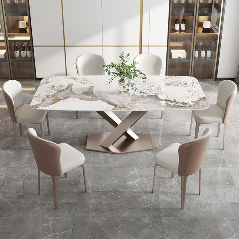 Traditional Luxury Dining Table Single Pedestal Base Rectangle Table for Home Clearhalo ' dining_table' 'Dining Tables & Seating' 'Dining Tables' 'furn' 'furn_dining_table' 'Furniture' 'furniture_dining_table' 'Kitchen & Dining Furniture' 'kitchen&dining_furn' 'kitchen' 'kitchen_dining_table' 4033312