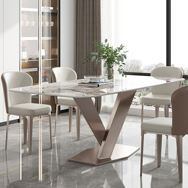 Traditional Luxury Dining Table Single Pedestal Base Rectangle Table for Home Clearhalo ' dining_table' 'Dining Tables & Seating' 'Dining Tables' 'furn' 'furn_dining_table' 'Furniture' 'furniture_dining_table' 'Kitchen & Dining Furniture' 'kitchen&dining_furn' 'kitchen' 'kitchen_dining_table' 4033313