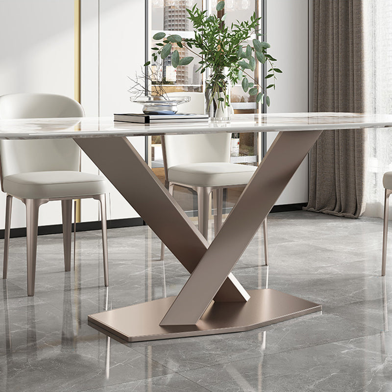 Traditional Luxury Dining Table Single Pedestal Base Rectangle Table for Home Clearhalo ' dining_table' 'Dining Tables & Seating' 'Dining Tables' 'furn' 'furn_dining_table' 'Furniture' 'furniture_dining_table' 'Kitchen & Dining Furniture' 'kitchen&dining_furn' 'kitchen' 'kitchen_dining_table' 4033314