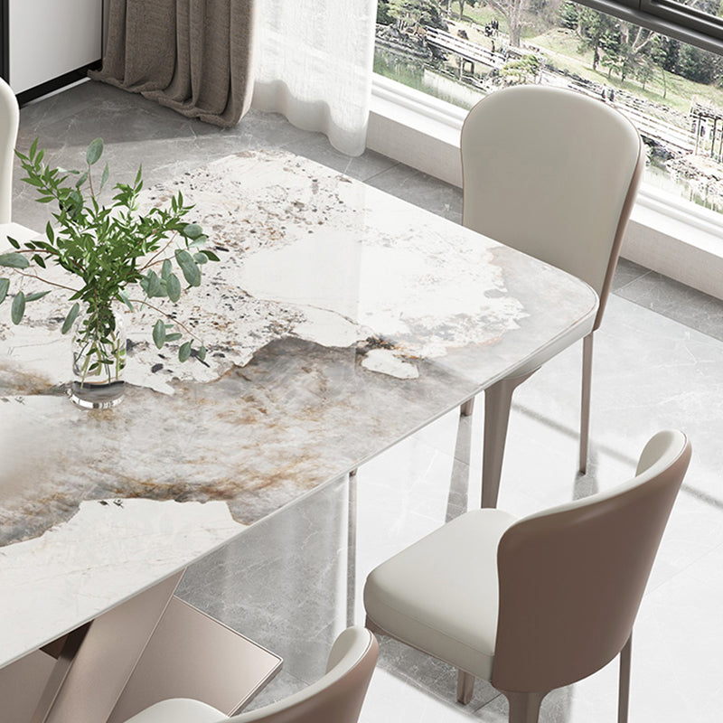 Traditional Luxury Dining Table Single Pedestal Base Rectangle Table for Home Clearhalo ' dining_table' 'Dining Tables & Seating' 'Dining Tables' 'furn' 'furn_dining_table' 'Furniture' 'furniture_dining_table' 'Kitchen & Dining Furniture' 'kitchen&dining_furn' 'kitchen' 'kitchen_dining_table' 4033315