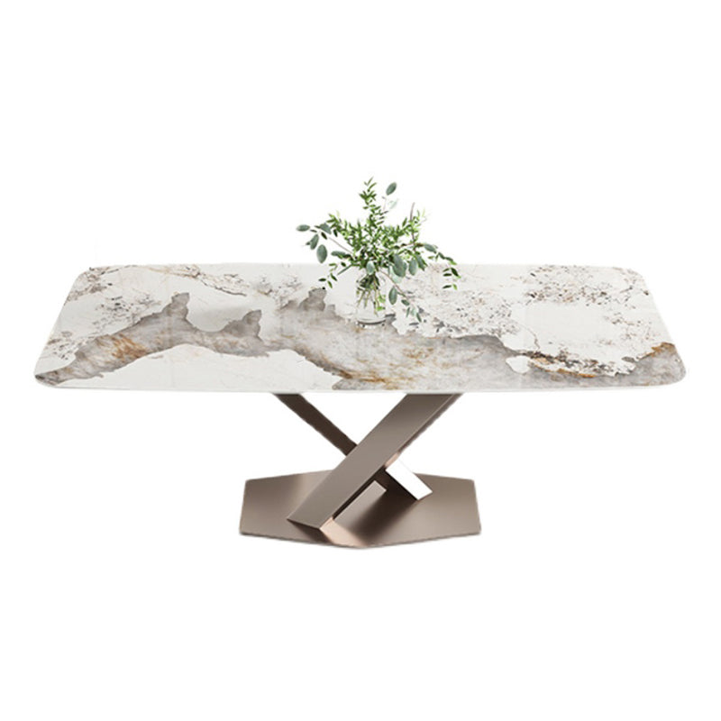 Traditional Luxury Dining Table Single Pedestal Base Rectangle Table for Home Without Chairs Clearhalo ' dining_table' 'Dining Tables & Seating' 'Dining Tables' 'furn' 'furn_dining_table' 'Furniture' 'furniture_dining_table' 'Kitchen & Dining Furniture' 'kitchen&dining_furn' 'kitchen' 'kitchen_dining_table' 4033316