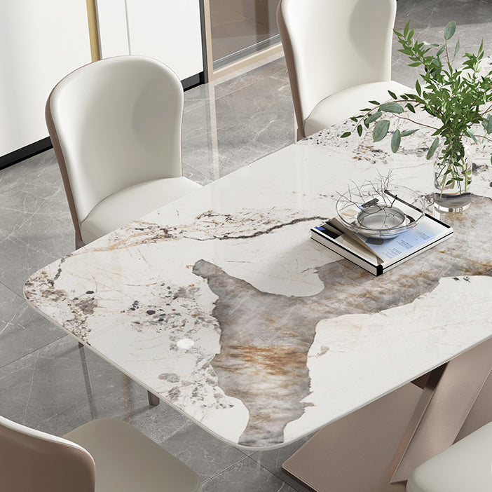 Traditional Luxury Dining Table Single Pedestal Base Rectangle Table for Home Clearhalo ' dining_table' 'Dining Tables & Seating' 'Dining Tables' 'furn' 'furn_dining_table' 'Furniture' 'furniture_dining_table' 'Kitchen & Dining Furniture' 'kitchen&dining_furn' 'kitchen' 'kitchen_dining_table' 4033318