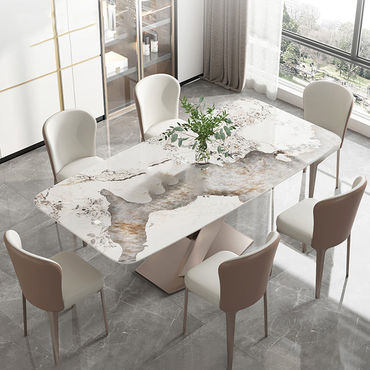 Traditional Luxury Dining Table Single Pedestal Base Rectangle Table for Home Clearhalo ' dining_table' 'Dining Tables & Seating' 'Dining Tables' 'furn' 'furn_dining_table' 'Furniture' 'furniture_dining_table' 'Kitchen & Dining Furniture' 'kitchen&dining_furn' 'kitchen' 'kitchen_dining_table' 4033320
