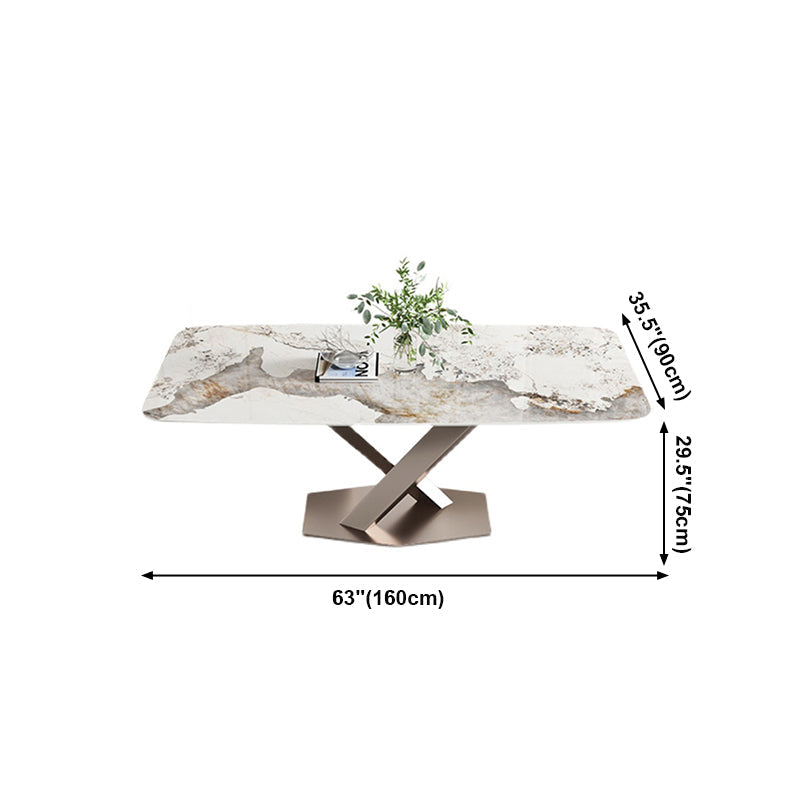 Traditional Luxury Dining Table Single Pedestal Base Rectangle Table for Home Clearhalo ' dining_table' 'Dining Tables & Seating' 'Dining Tables' 'furn' 'furn_dining_table' 'Furniture' 'furniture_dining_table' 'Kitchen & Dining Furniture' 'kitchen&dining_furn' 'kitchen' 'kitchen_dining_table' 4033323