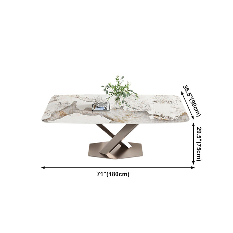 Traditional Luxury Dining Table Single Pedestal Base Rectangle Table for Home Clearhalo ' dining_table' 'Dining Tables & Seating' 'Dining Tables' 'furn' 'furn_dining_table' 'Furniture' 'furniture_dining_table' 'Kitchen & Dining Furniture' 'kitchen&dining_furn' 'kitchen' 'kitchen_dining_table' 4033324