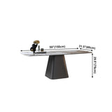 Metal Traditional Luxury Rectangular Dining Table Sintered Stone Top Table with Pedestal Base Clearhalo ' dining_table' 'Dining Tables & Seating' 'Dining Tables' 'furn' 'furn_dining_table' 'Furniture' 'furniture_dining_table' 'Kitchen & Dining Furniture' 'kitchen&dining_furn' 'kitchen' 'kitchen_dining_table' 4033334