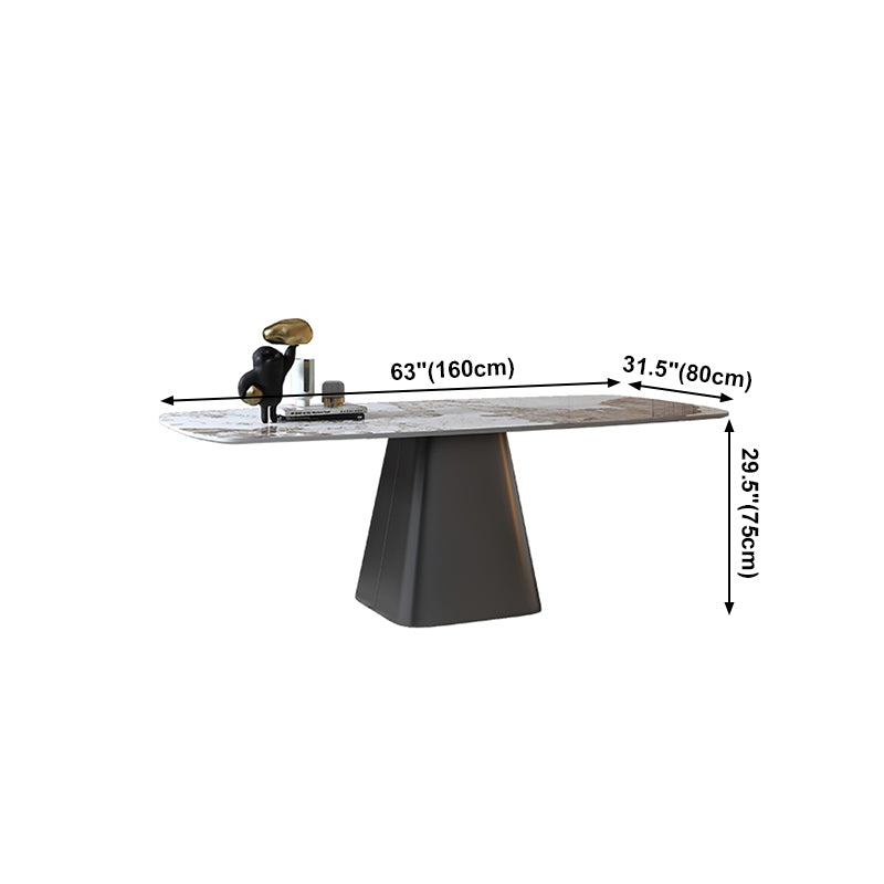 Metal Traditional Luxury Rectangular Dining Table Sintered Stone Top Table with Pedestal Base Clearhalo ' dining_table' 'Dining Tables & Seating' 'Dining Tables' 'furn' 'furn_dining_table' 'Furniture' 'furniture_dining_table' 'Kitchen & Dining Furniture' 'kitchen&dining_furn' 'kitchen' 'kitchen_dining_table' 4033335