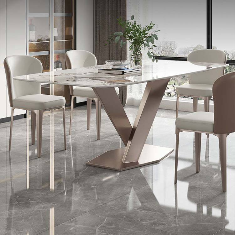 Metal Traditional Luxury Rectangle Table Sintered Stone Table for Kitchen and Dining Room Clearhalo ' dining_table' 'Dining Tables & Seating' 'Dining Tables' 'furn' 'furn_dining_table' 'Furniture' 'furniture_dining_table' 'Kitchen & Dining Furniture' 'kitchen&dining_furn' 'kitchen' 'kitchen_dining_table' 4033336