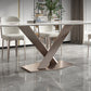 Metal Traditional Luxury Rectangle Table Sintered Stone Table for Kitchen and Dining Room Clearhalo ' dining_table' 'Dining Tables & Seating' 'Dining Tables' 'furn' 'furn_dining_table' 'Furniture' 'furniture_dining_table' 'Kitchen & Dining Furniture' 'kitchen&dining_furn' 'kitchen' 'kitchen_dining_table' 4033337