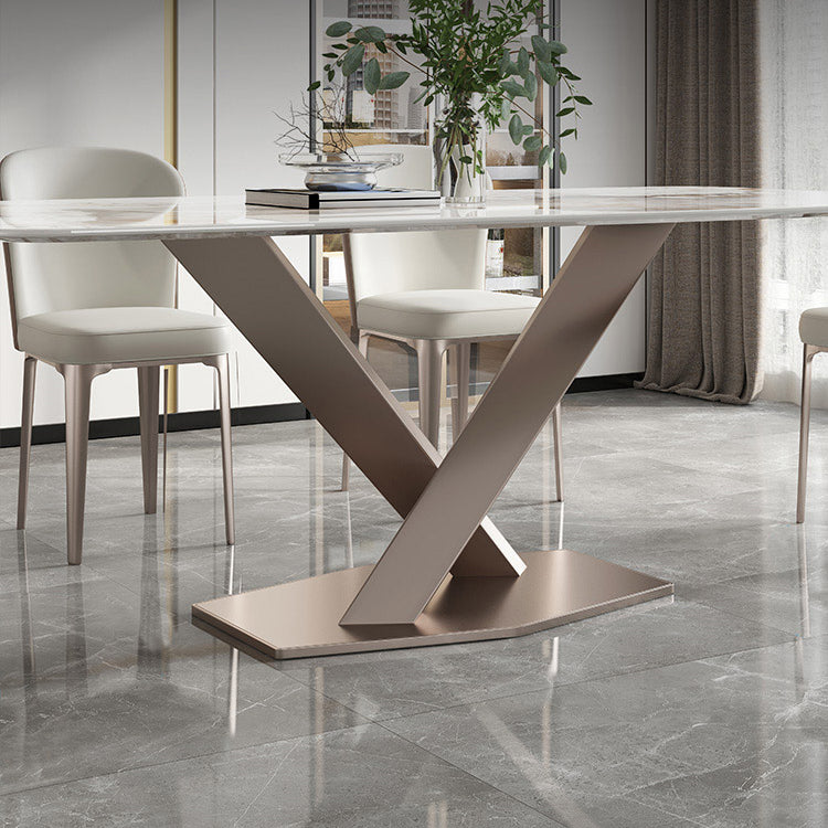Metal Traditional Luxury Rectangle Table Sintered Stone Table for Kitchen and Dining Room Clearhalo ' dining_table' 'Dining Tables & Seating' 'Dining Tables' 'furn' 'furn_dining_table' 'Furniture' 'furniture_dining_table' 'Kitchen & Dining Furniture' 'kitchen&dining_furn' 'kitchen' 'kitchen_dining_table' 4033337