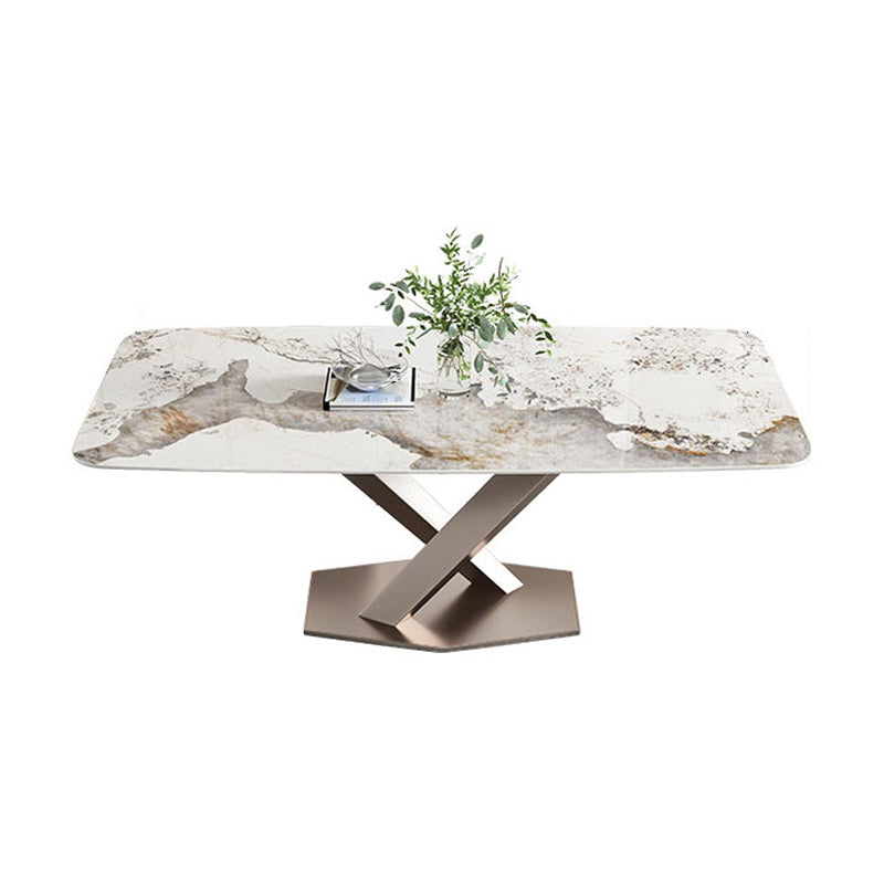 Metal Traditional Luxury Rectangle Table Sintered Stone Table for Kitchen and Dining Room Clearhalo ' dining_table' 'Dining Tables & Seating' 'Dining Tables' 'furn' 'furn_dining_table' 'Furniture' 'furniture_dining_table' 'Kitchen & Dining Furniture' 'kitchen&dining_furn' 'kitchen' 'kitchen_dining_table' 4033340