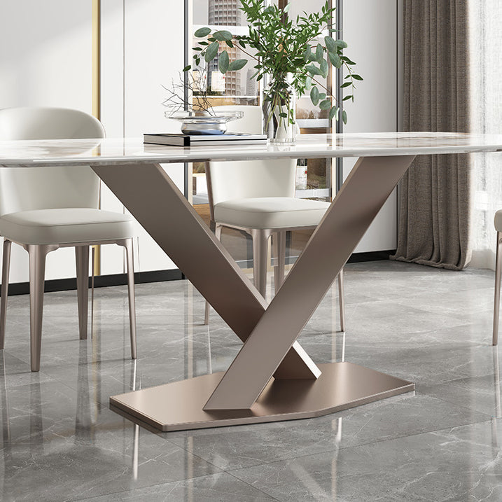 Metal Traditional Luxury Rectangle Table Sintered Stone Table for Kitchen and Dining Room Clearhalo ' dining_table' 'Dining Tables & Seating' 'Dining Tables' 'furn' 'furn_dining_table' 'Furniture' 'furniture_dining_table' 'Kitchen & Dining Furniture' 'kitchen&dining_furn' 'kitchen' 'kitchen_dining_table' 4033343