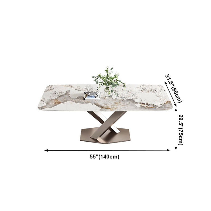 Metal Traditional Luxury Rectangle Table Sintered Stone Table for Kitchen and Dining Room Clearhalo ' dining_table' 'Dining Tables & Seating' 'Dining Tables' 'furn' 'furn_dining_table' 'Furniture' 'furniture_dining_table' 'Kitchen & Dining Furniture' 'kitchen&dining_furn' 'kitchen' 'kitchen_dining_table' 4033345