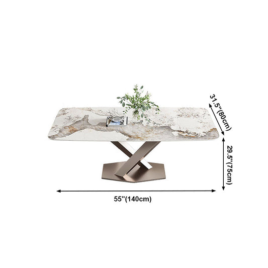 Metal Traditional Luxury Rectangle Table Sintered Stone Table for Kitchen and Dining Room