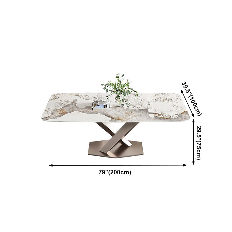 Metal Traditional Luxury Rectangle Table Sintered Stone Table for Kitchen and Dining Room Clearhalo ' dining_table' 'Dining Tables & Seating' 'Dining Tables' 'furn' 'furn_dining_table' 'Furniture' 'furniture_dining_table' 'Kitchen & Dining Furniture' 'kitchen&dining_furn' 'kitchen' 'kitchen_dining_table' 4033348
