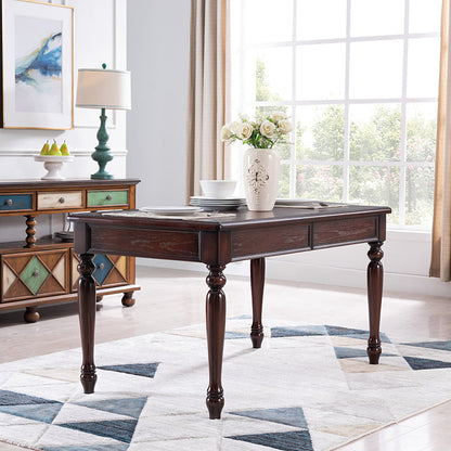 Mid-Century Rectangle Dining Site Table Solid Wood Table,55"L x 31.5"W x 29.5"H Espresso Wood Without Chairs Clearhalo ' dining_table' 'Dining Tables & Seating' 'Dining Tables' 'furn' 'furn_dining_table' 'Furniture' 'furniture_dining_table' 'Kitchen & Dining Furniture' 'kitchen&dining_furn' 'kitchen' 'kitchen_dining_table' 4033385