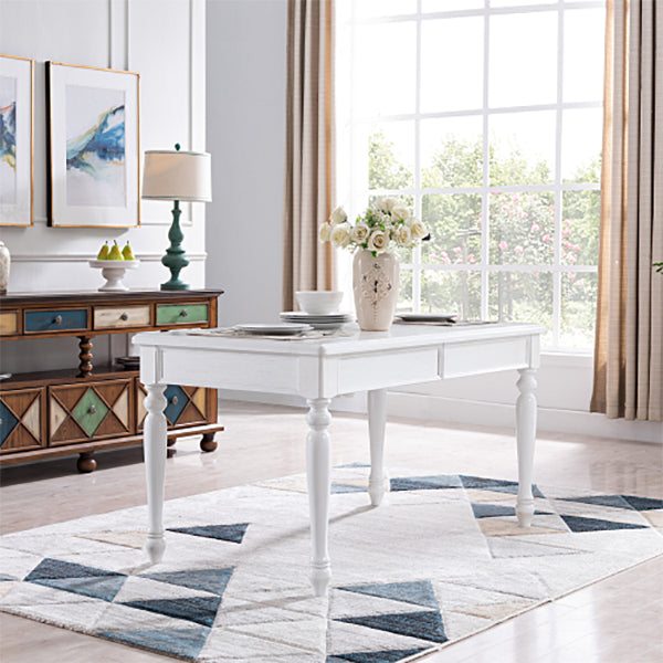 Mid-Century Rectangle Dining Site Table Solid Wood Table,55"L x 31.5"W x 29.5"H White Without Chairs Clearhalo ' dining_table' 'Dining Tables & Seating' 'Dining Tables' 'furn' 'furn_dining_table' 'Furniture' 'furniture_dining_table' 'Kitchen & Dining Furniture' 'kitchen&dining_furn' 'kitchen' 'kitchen_dining_table' 4033386