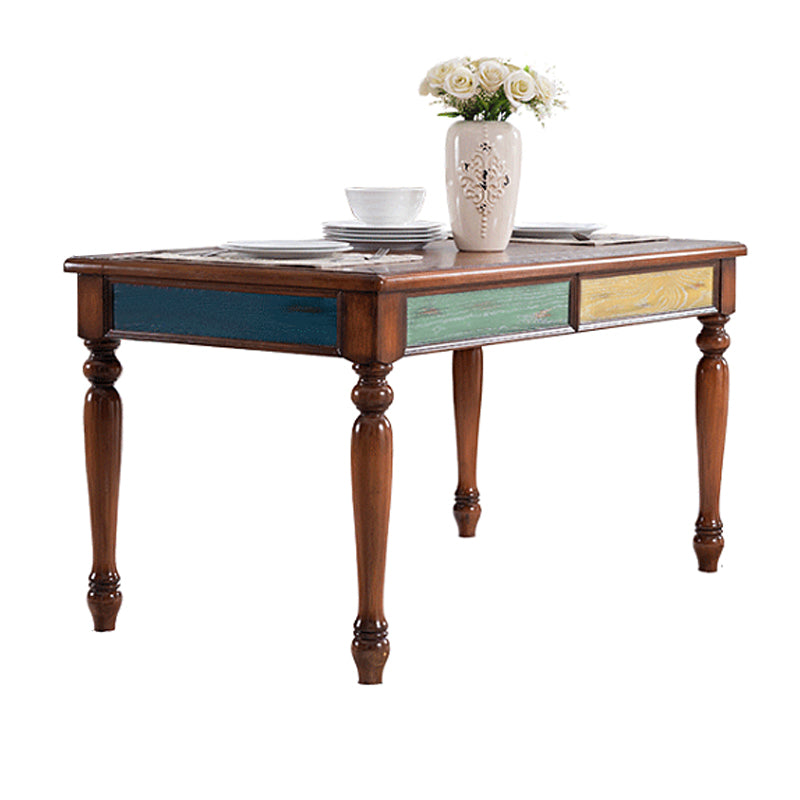Mid-Century Rectangle Dining Site Table Solid Wood Table,55"L x 31.5"W x 29.5"H Brown Without Chairs Clearhalo ' dining_table' 'Dining Tables & Seating' 'Dining Tables' 'furn' 'furn_dining_table' 'Furniture' 'furniture_dining_table' 'Kitchen & Dining Furniture' 'kitchen&dining_furn' 'kitchen' 'kitchen_dining_table' 4033387