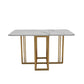 Simplicity Style Rectangle Dining Table Drop-Leaf Dinner Table for Dining Room Gold Clearhalo ' dining_table' 'Dining Tables & Seating' 'Dining Tables' 'furn' 'furn_dining_table' 'Furniture' 'furniture_dining_table' 'Kitchen & Dining Furniture' 'kitchen&dining_furn' 'kitchen' 'kitchen_dining_table' 4033395