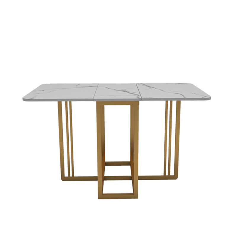 Simplicity Style Rectangle Dining Table Drop-Leaf Dinner Table for Dining Room Gold Clearhalo ' dining_table' 'Dining Tables & Seating' 'Dining Tables' 'furn' 'furn_dining_table' 'Furniture' 'furniture_dining_table' 'Kitchen & Dining Furniture' 'kitchen&dining_furn' 'kitchen' 'kitchen_dining_table' 4033395