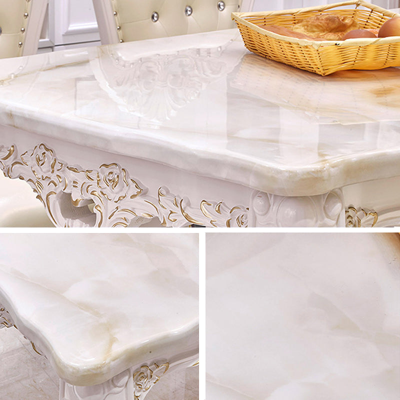 Solid Wood Victorian Rectangle Table Marble Dining Table with 4 Legs Clearhalo ' dining_table' 'Dining Tables & Seating' 'Dining Tables' 'furn' 'furn_dining_table' 'Furniture' 'furniture_dining_table' 'Kitchen & Dining Furniture' 'kitchen&dining_furn' 'kitchen' 'kitchen_dining_table' 4033415