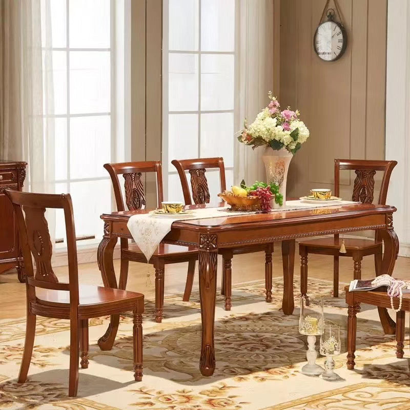 Rectangle Shape Retro Modern Dining Table Wood Color Fixed Table of Solid Wood Clearhalo ' dining_table' 'Dining Tables & Seating' 'Dining Tables' 'furn' 'furn_dining_table' 'Furniture' 'furniture_dining_table' 'Kitchen & Dining Furniture' 'kitchen&dining_furn' 'kitchen' 'kitchen_dining_table' 4033418
