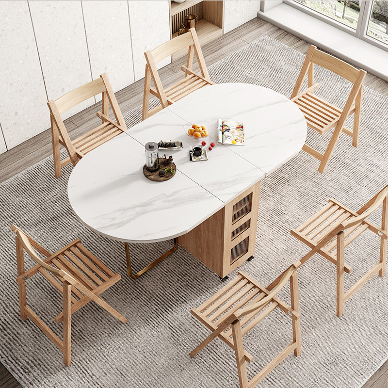 59"L Minimalist White Kitchen Dining Table Oval Shape Dining Table with Pedestal Base Clearhalo ' dining_table' 'Dining Tables & Seating' 'Dining Tables' 'furn' 'furn_dining_table' 'Furniture' 'furniture_dining_table' 'Kitchen & Dining Furniture' 'kitchen&dining_furn' 'kitchen' 'kitchen_dining_table' 4033430