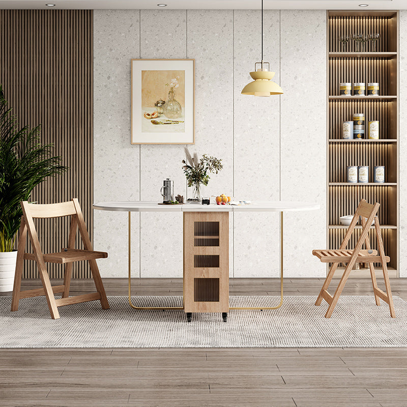 59"L Minimalist White Kitchen Dining Table Oval Shape Dining Table with Pedestal Base Clearhalo ' dining_table' 'Dining Tables & Seating' 'Dining Tables' 'furn' 'furn_dining_table' 'Furniture' 'furniture_dining_table' 'Kitchen & Dining Furniture' 'kitchen&dining_furn' 'kitchen' 'kitchen_dining_table' 4033432