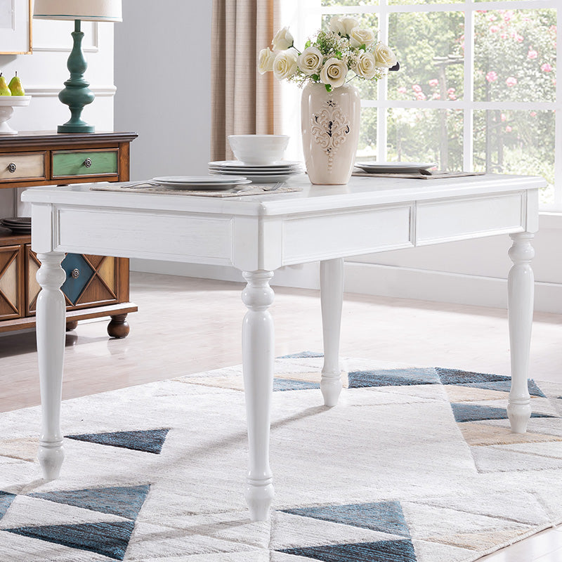 Rectangle Mid-Century Dining Site Table Rubberwood Solid Wood Dinette Table with 4-foot White Without Chairs Clearhalo ' dining_table' 'Dining Tables & Seating' 'Dining Tables' 'furn' 'furn_dining_table' 'Furniture' 'furniture_dining_table' 'Kitchen & Dining Furniture' 'kitchen&dining_furn' 'kitchen' 'kitchen_dining_table' 4033448
