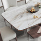 Glam Rectangle White Dining Table Sintered Stone Top Kitchen Dining Table with Pedestal Base Clearhalo ' dining_table' 'Dining Tables & Seating' 'Dining Tables' 'furn' 'furn_dining_table' 'Furniture' 'furniture_dining_table' 'Kitchen & Dining Furniture' 'kitchen&dining_furn' 'kitchen' 'kitchen_dining_table' 4033457