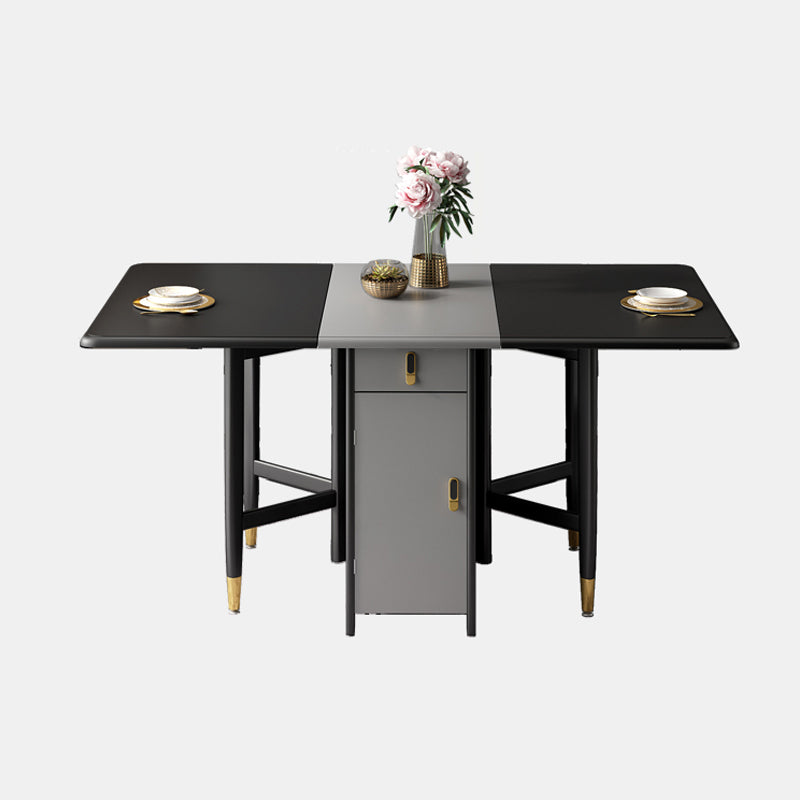 Rectangle Black Tone Dining Table Vintage Extendable Table for Dining Room Without Chairs Clearhalo ' dining_table' 'Dining Tables & Seating' 'Dining Tables' 'furn' 'furn_dining_table' 'Furniture' 'furniture_dining_table' 'Kitchen & Dining Furniture' 'kitchen&dining_furn' 'kitchen' 'kitchen_dining_table' 4033471