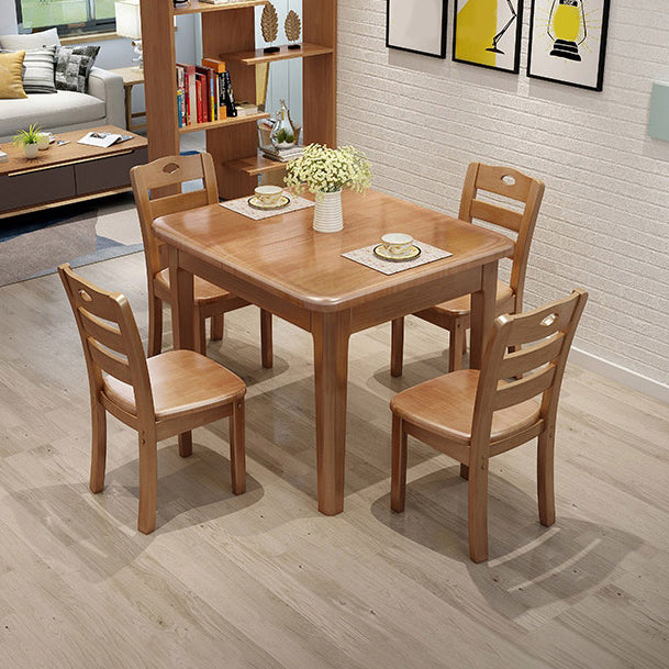 Rectangle 4 Legs Vintage Dining Table Wood Color Extendable Table of Solid Wood Clearhalo ' dining_table' 'Dining Tables & Seating' 'Dining Tables' 'furn' 'furn_dining_table' 'Furniture' 'furniture_dining_table' 'Kitchen & Dining Furniture' 'kitchen&dining_furn' 'kitchen' 'kitchen_dining_table' 4033492