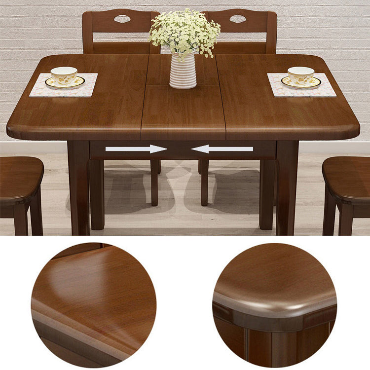 Rectangle 4 Legs Vintage Dining Table Wood Color Extendable Table of Solid Wood Clearhalo ' dining_table' 'Dining Tables & Seating' 'Dining Tables' 'furn' 'furn_dining_table' 'Furniture' 'furniture_dining_table' 'Kitchen & Dining Furniture' 'kitchen&dining_furn' 'kitchen' 'kitchen_dining_table' 4033497