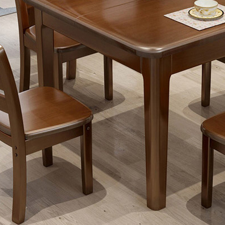 Rectangle 4 Legs Vintage Dining Table Wood Color Extendable Table of Solid Wood Clearhalo ' dining_table' 'Dining Tables & Seating' 'Dining Tables' 'furn' 'furn_dining_table' 'Furniture' 'furniture_dining_table' 'Kitchen & Dining Furniture' 'kitchen&dining_furn' 'kitchen' 'kitchen_dining_table' 4033498