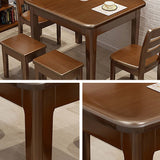 Rectangle 4 Legs Vintage Dining Table Wood Color Extendable Table of Solid Wood Clearhalo ' dining_table' 'Dining Tables & Seating' 'Dining Tables' 'furn' 'furn_dining_table' 'Furniture' 'furniture_dining_table' 'Kitchen & Dining Furniture' 'kitchen&dining_furn' 'kitchen' 'kitchen_dining_table' 4033499