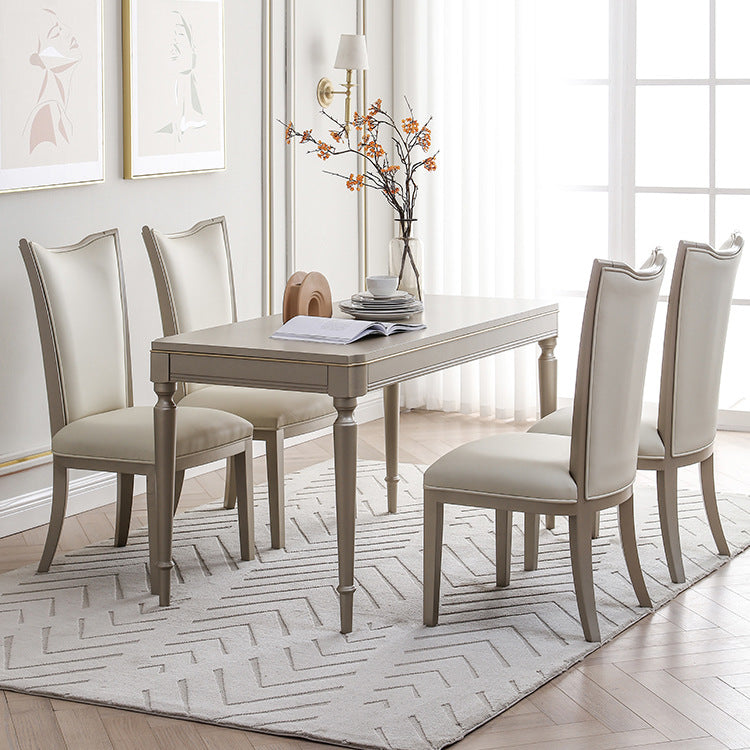 Rectangle Vintage Dining Table Champagne Tone Fixed Table for Home Use Clearhalo ' dining_table' 'Dining Tables & Seating' 'Dining Tables' 'furn' 'furn_dining_table' 'Furniture' 'furniture_dining_table' 'Kitchen & Dining Furniture' 'kitchen&dining_furn' 'kitchen' 'kitchen_dining_table' 4033530