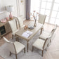 Rectangle Vintage Dining Table Champagne Tone Fixed Table for Home Use Clearhalo ' dining_table' 'Dining Tables & Seating' 'Dining Tables' 'furn' 'furn_dining_table' 'Furniture' 'furniture_dining_table' 'Kitchen & Dining Furniture' 'kitchen&dining_furn' 'kitchen' 'kitchen_dining_table' 4033531
