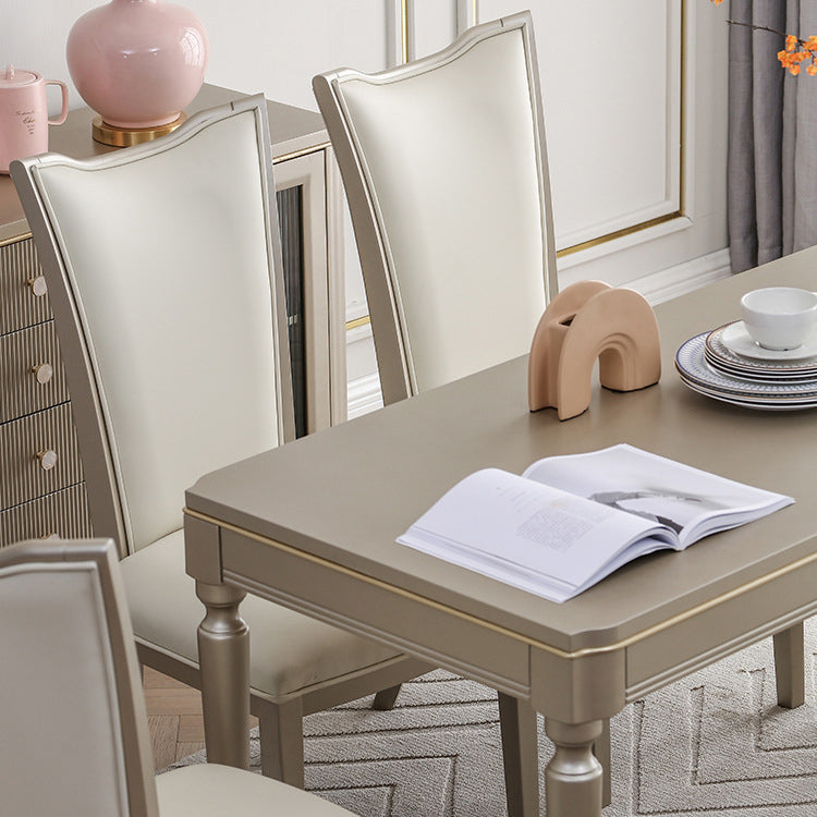 Rectangle Vintage Dining Table Champagne Tone Fixed Table for Home Use Clearhalo ' dining_table' 'Dining Tables & Seating' 'Dining Tables' 'furn' 'furn_dining_table' 'Furniture' 'furniture_dining_table' 'Kitchen & Dining Furniture' 'kitchen&dining_furn' 'kitchen' 'kitchen_dining_table' 4033535