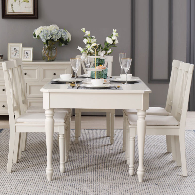 Rectangle 4 Legs Mid-Century Dining Table White Tone Fixed Table of Solid Wood Clearhalo ' dining_table' 'Dining Tables & Seating' 'Dining Tables' 'furn' 'furn_dining_table' 'Furniture' 'furniture_dining_table' 'Kitchen & Dining Furniture' 'kitchen&dining_furn' 'kitchen' 'kitchen_dining_table' 4033542