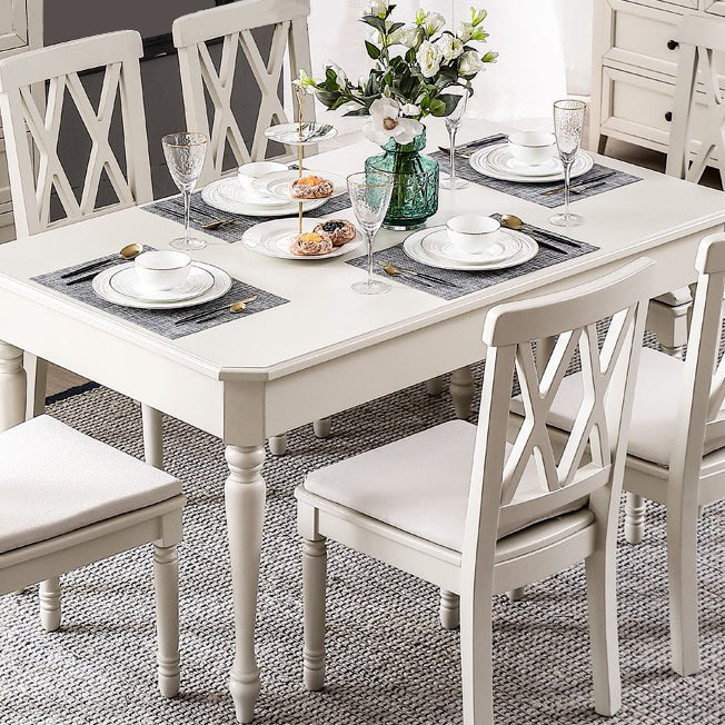Rectangle 4 Legs Mid-Century Dining Table White Tone Fixed Table of Solid Wood Clearhalo ' dining_table' 'Dining Tables & Seating' 'Dining Tables' 'furn' 'furn_dining_table' 'Furniture' 'furniture_dining_table' 'Kitchen & Dining Furniture' 'kitchen&dining_furn' 'kitchen' 'kitchen_dining_table' 4033543